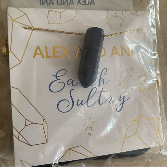 Alex and Ani Earth Sultry Sodalite Pendant Necklace with Station Beads 14kt GP - Picture 10 of 16